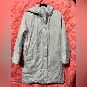 Uniqlo Jacket Womens XL Gray Full Zip Up Snap Hooded Waterproof Windproof